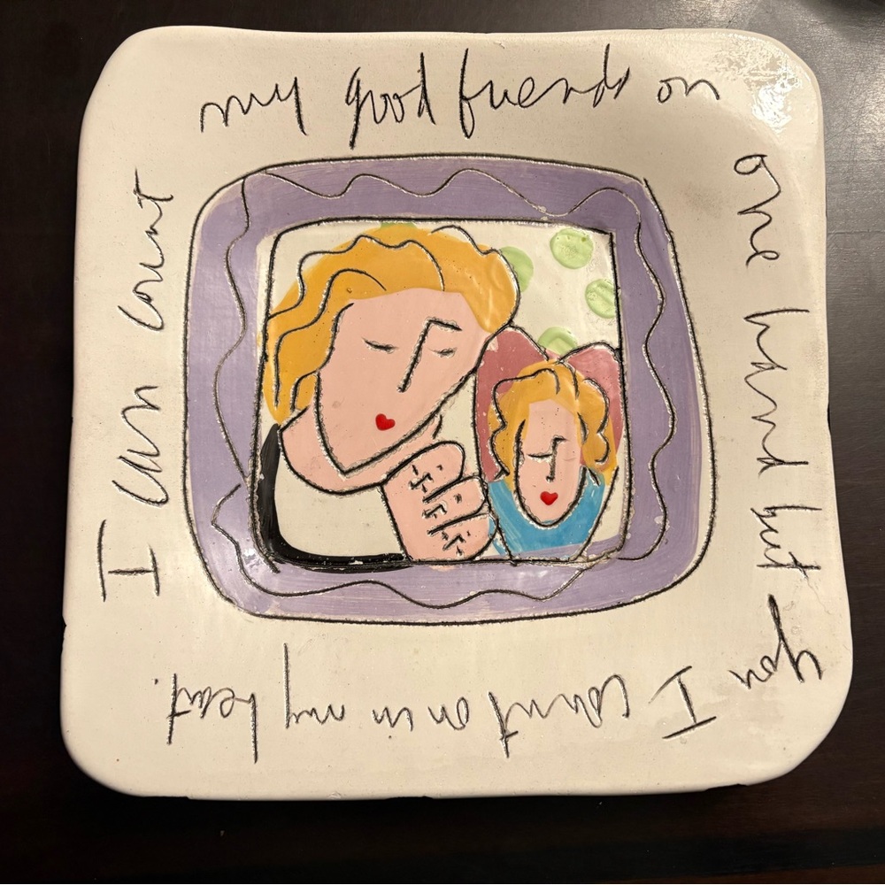 Sandra Magsamen Signed Hand-painted Art Pottery Dish
